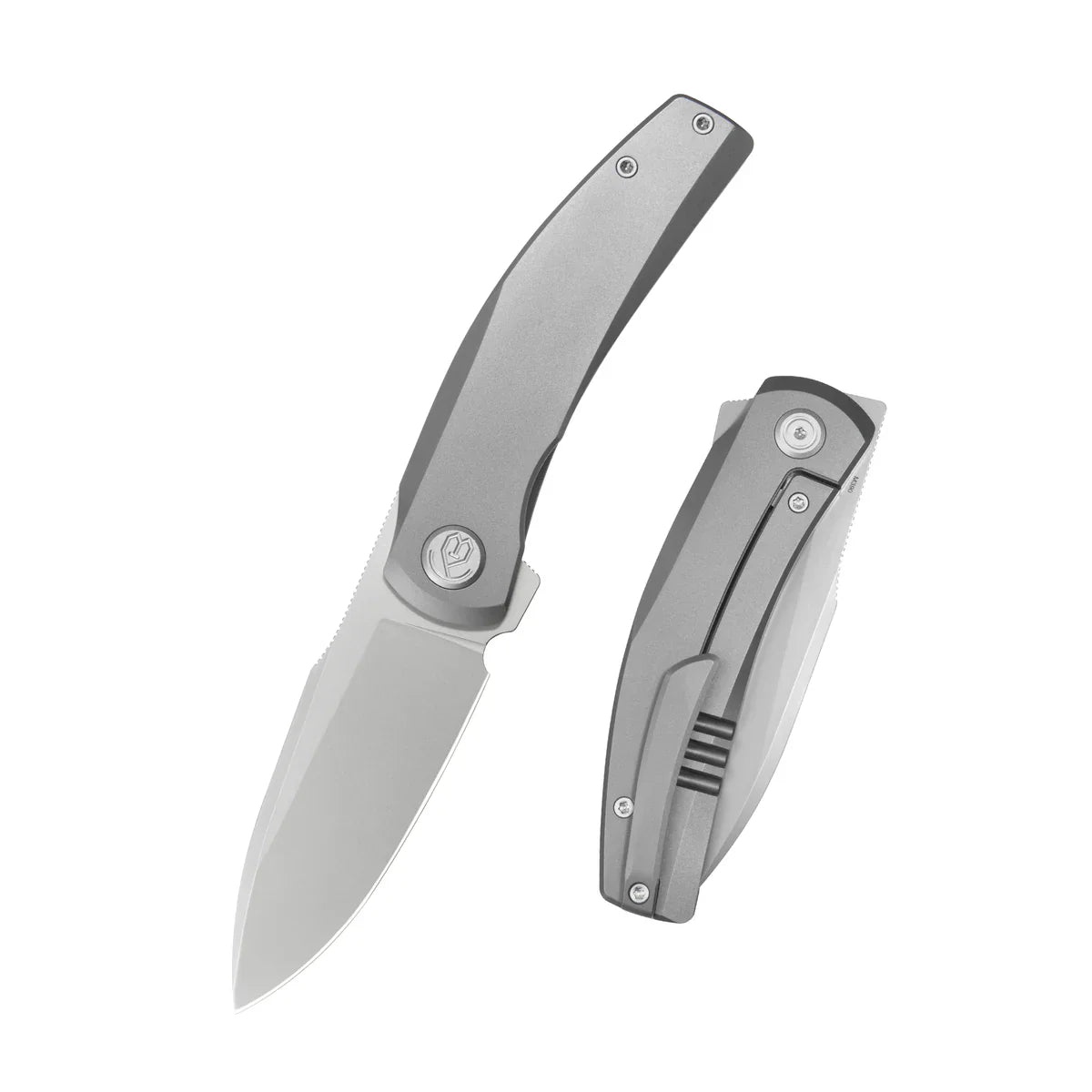 KB KNIVES Taurus KB418A Frame‑Lock Folding Knife – Sandblasted Gray Titanium Handle, 3.27‑Inch Bead‑Blasted Bohler M390 Drop‑Point Blade for EDC and Tactical Use