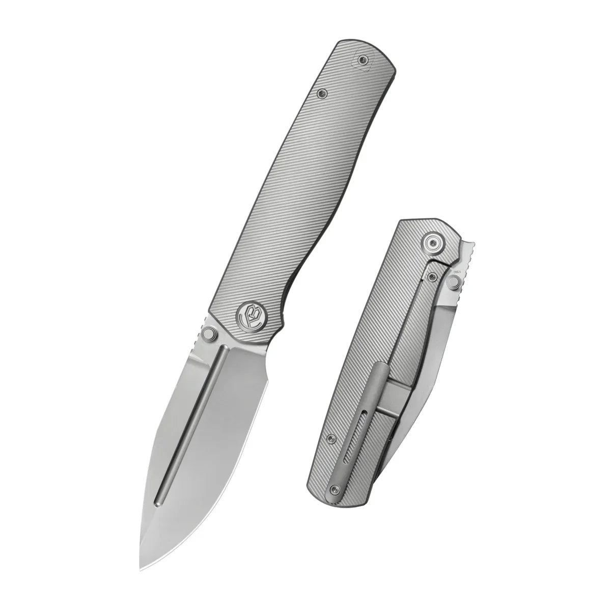 KB KNIVES Albatross KB471A Micro Milled Gray Titanium Framelock Folder – Silver Bead Blast Bohler M390 Clip Point Tactical & EDC Knife with Ceramic Ball Bearings