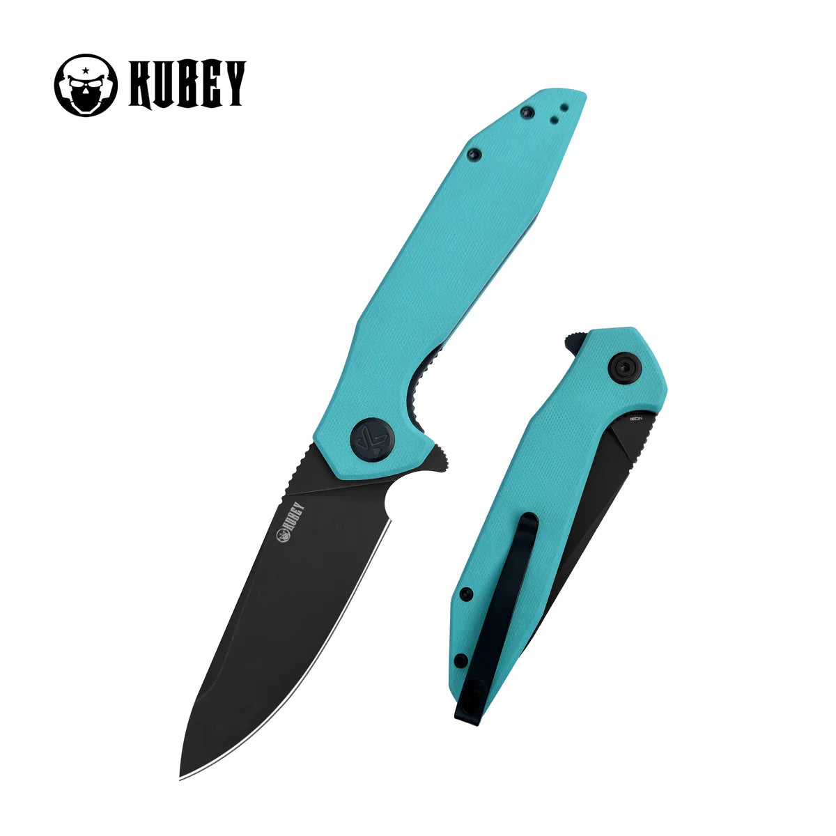 Kubey Nova KU117S Tiffany Blue Linerlock EDC Folding Knife – Blackwash 14C28N Drop Point Folder with G10 Scales & Ceramic Ball Bearings
