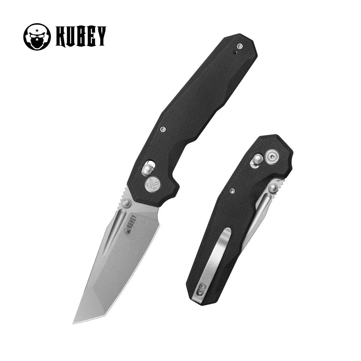 Kubey Knife Carve KU237A Black G10 Crossbarlock Folder – Beadblast 14C28N Tanto Point EDC & Outdoor Folding Knife with Phosphor Bronze Washers