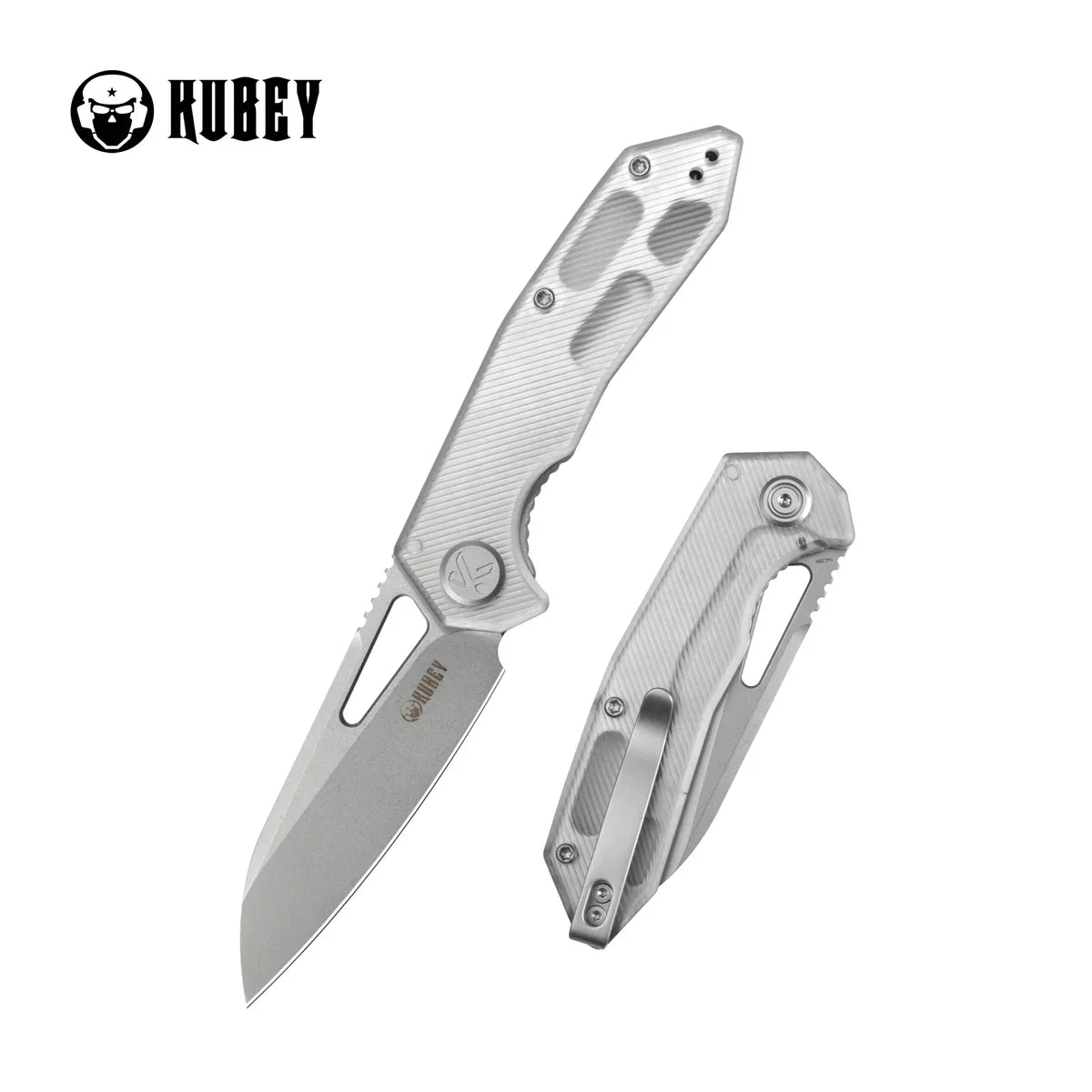 Kubey Knife Vagrant KU291-1E Translucent Polycarbonate Linerlock Folder – Beadblast 14C28N Sheepsfoot EDC & Outdoor Folding Knife with Ceramic Ball Bearings