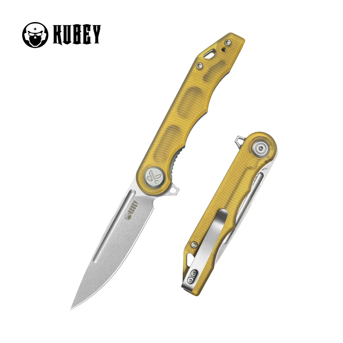 Kubey Knife Doris KU324L Green Micarta Linerlock Folder – Blackwash 14C28N Drop Point EDC & Outdoor Folding Knife with Ceramic Ball Bearings