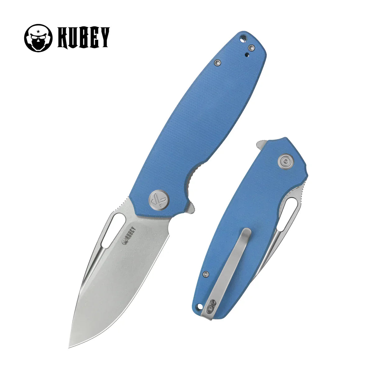 Kubey knife Tityus KU322-1A Linerlock Folding Knife – Blue Micarta Handle 3.39” 14C28N Drop Point EDC Pocket Knife with Ceramic Ball Bearings