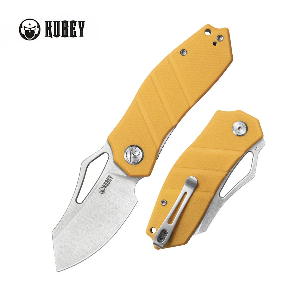 Kubey Knife Ceyx KU335E Yellow G10 Linerlock Folder – Satin D2 Tanto EDC & Outdoor Folding Knife with Ceramic Ball Bearings