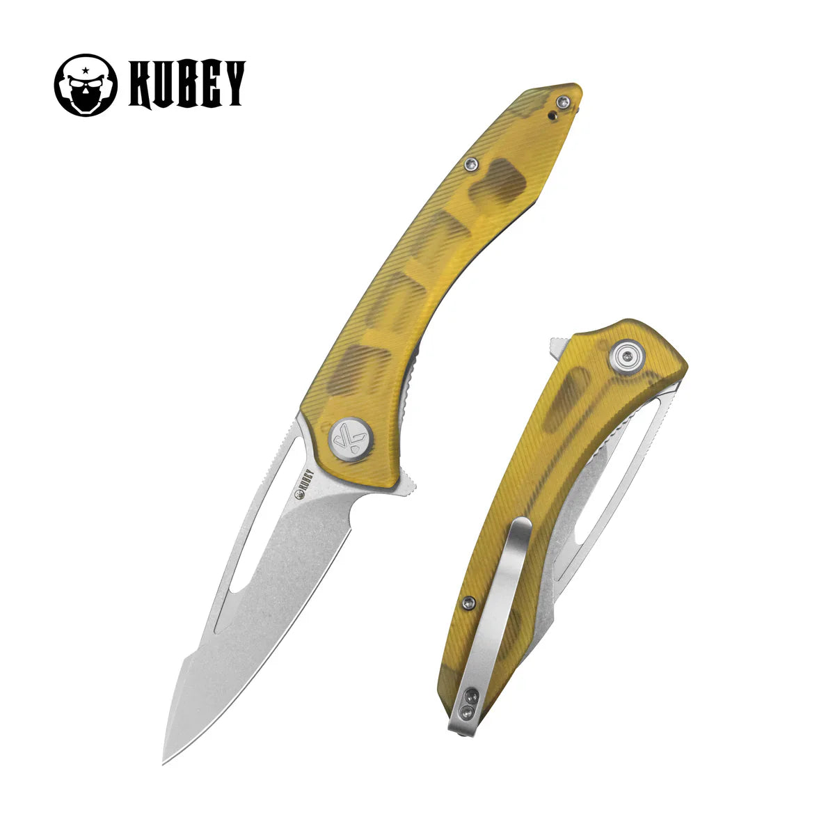 Kubey knife Merced KU345M Linerlock Folding Knife – Transparent Ultem Handle 3.46” 14C28N Drop Point EDC Pocket Knife with Caged Ceramic Ball Bearings