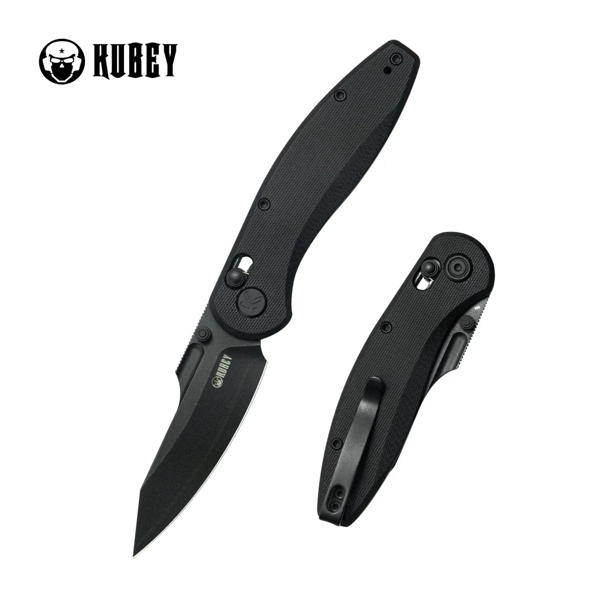 Kubey Knife Minor KU422D Blackout G10 Crossbar Lock Folder – Blackwash San Mai M2 Hollow Grind Clip Point EDC Folding Knife with Phosphor Bronze Washers