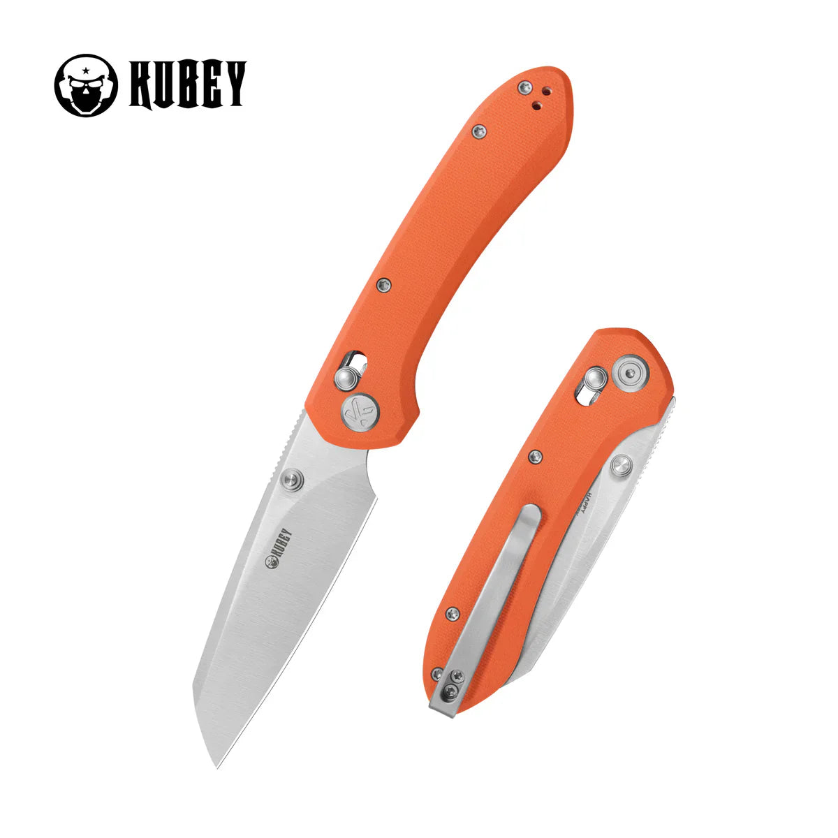 Kubey Knife Bonza KU446B Orange G10 Crossbar Lock Folder – Satin 14C28N Sheepsfoot EDC & Outdoor Folding Knife with Phosphor Bronze Washers