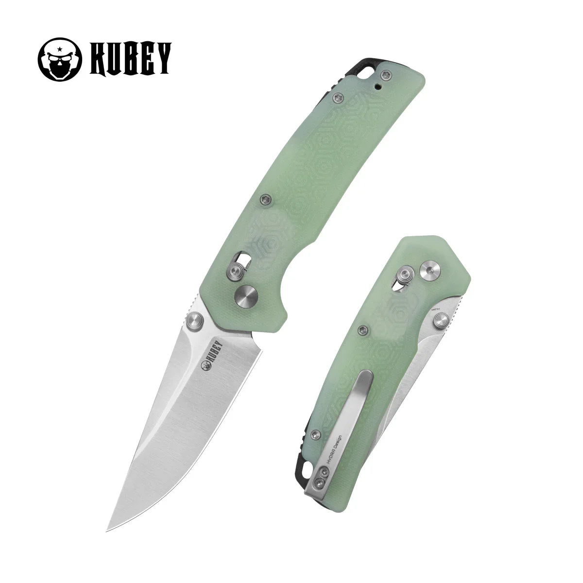 Kubey Knife Geri KU464B Jade G10 Crossbar Lock Folder – Satin 14C28N Clip Point EDC & Outdoor Folding Knife with Phosphor Bronze Washers