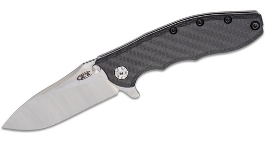 Zero Tolerance Hinderer 0562CF Flipper 3.5" CPM-20CV Satin/Stonewashed Plain Blade, Carbon Fiber with Titanium Back Handle Folding Knife