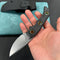 KUBEY KU376A Mikkel Willumsen Design Blade Hunter Drop Point Fixed Blade Knife Black Micarta Handle 2.95''Beadblast 14C28N