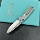 KB Knives KB383C Bluff Axis lock Folding Knife Raw Titanium Handle 3.19" Stonewash  CPM S35VN