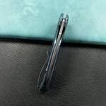 KB KNIVES KB360F Tityus Frame Lock Flipper Folding Knife Blue Pattern Titanium Handle 3.39" Beadblast 14C28N