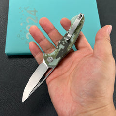 KUBEY KU210H Dugu Liner Lock Folding Knife Camo G10 Handle 2.91'' Beadblast 14C28N Blade