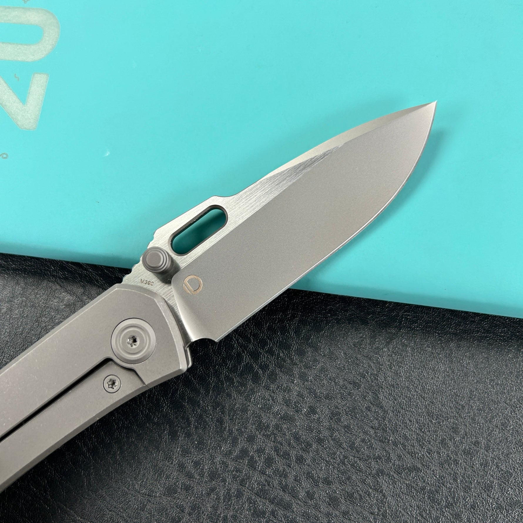 KUBEY  KB259B Blackout Frame Lock Folding Knife Gray Titanium Handle 3.15" Brush & Sandblast M390