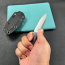 KUBEY KU357D Dust Devil Utility Knife Fixed Blade Knives Blue Micarta 3.23'' Beadblast 14C28N