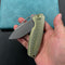 KUBEY KB360G Tityus Frame Lock Flipper Folding Knife Gold Pattern Titanium Handle 3.39" Beadblast 14C28N