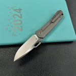 KUBEY  KB259B Blackout Frame Lock Folding Knife Gray Titanium Handle 3.15" Brush & Sandblast M390