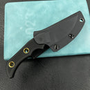 KUBEY KU376C Mikkel Willumsen Design Blade Hunter Drop Point Fixed Blade Knife Black G10 Handle 2.95''Blackwash 14C28N