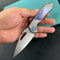 KB Knives KB286A Coeus Outdoor Folding Knife Grey Titanium with Timascus Inlays 3.11" Stonewash