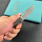 KUBEY  KB259B Blackout Frame Lock Folding Knife Gray Titanium Handle 3.15" Brush & Sandblast M390