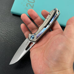 KB knives KB284H Vagrant Frame Lock Folding Pocket Knife Gray Titanium Handle 2.95" Bead Blasted CPM-S35VN