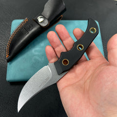 KUBEY KU375A Mikkel Willumsen Design Blade Hunter Clip Point Fixed Blade Knife Black G10 Handle 3.38" Beadblast 14C28N