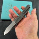 KUBEY  KB259B Blackout Frame Lock Folding Knife Gray Titanium Handle 3.15" Brush & Sandblast M390