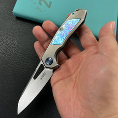 KB knives KB284H Vagrant Frame Lock Folding Pocket Knife Gray Titanium Handle 2.95" Bead Blasted CPM-S35VN