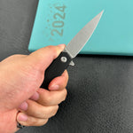 KUBEY knife KU361A MOS Hydra Design Outdoor Flipper Folding Knife Black G-10 Handle 3.27" Stonewash 14C28N Blade