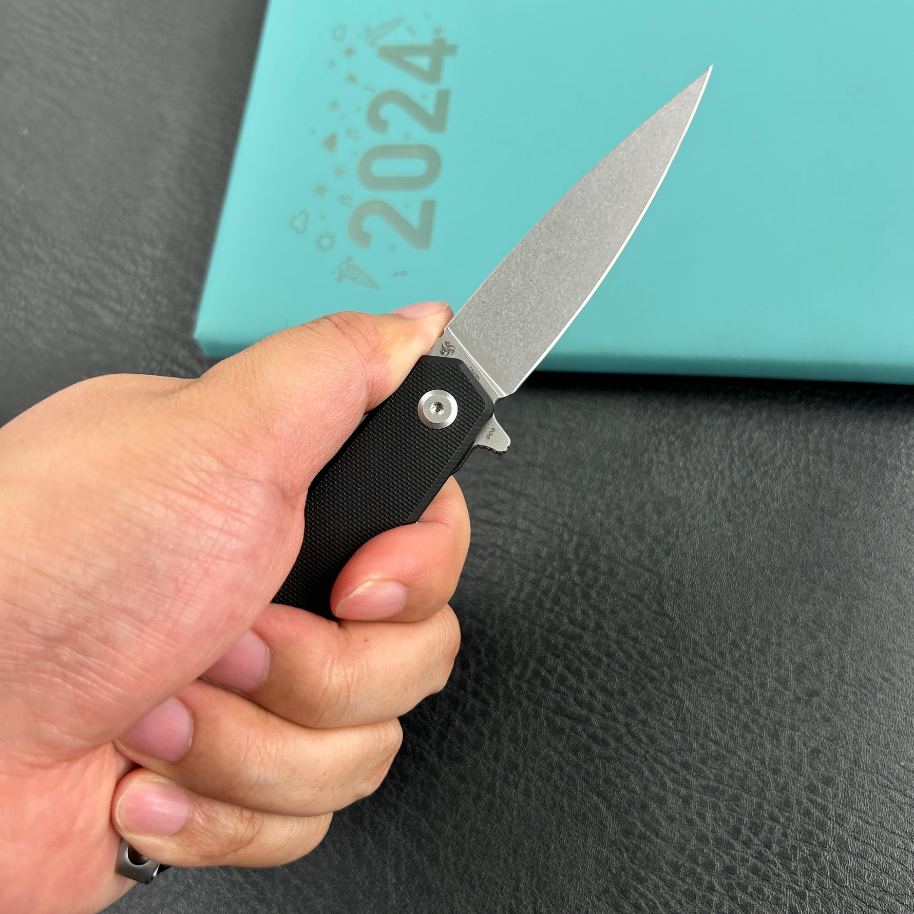 KUBEY knife KU361A MOS Hydra Design Outdoor Flipper Folding Knife Black G-10 Handle 3.27" Stonewash 14C28N Blade