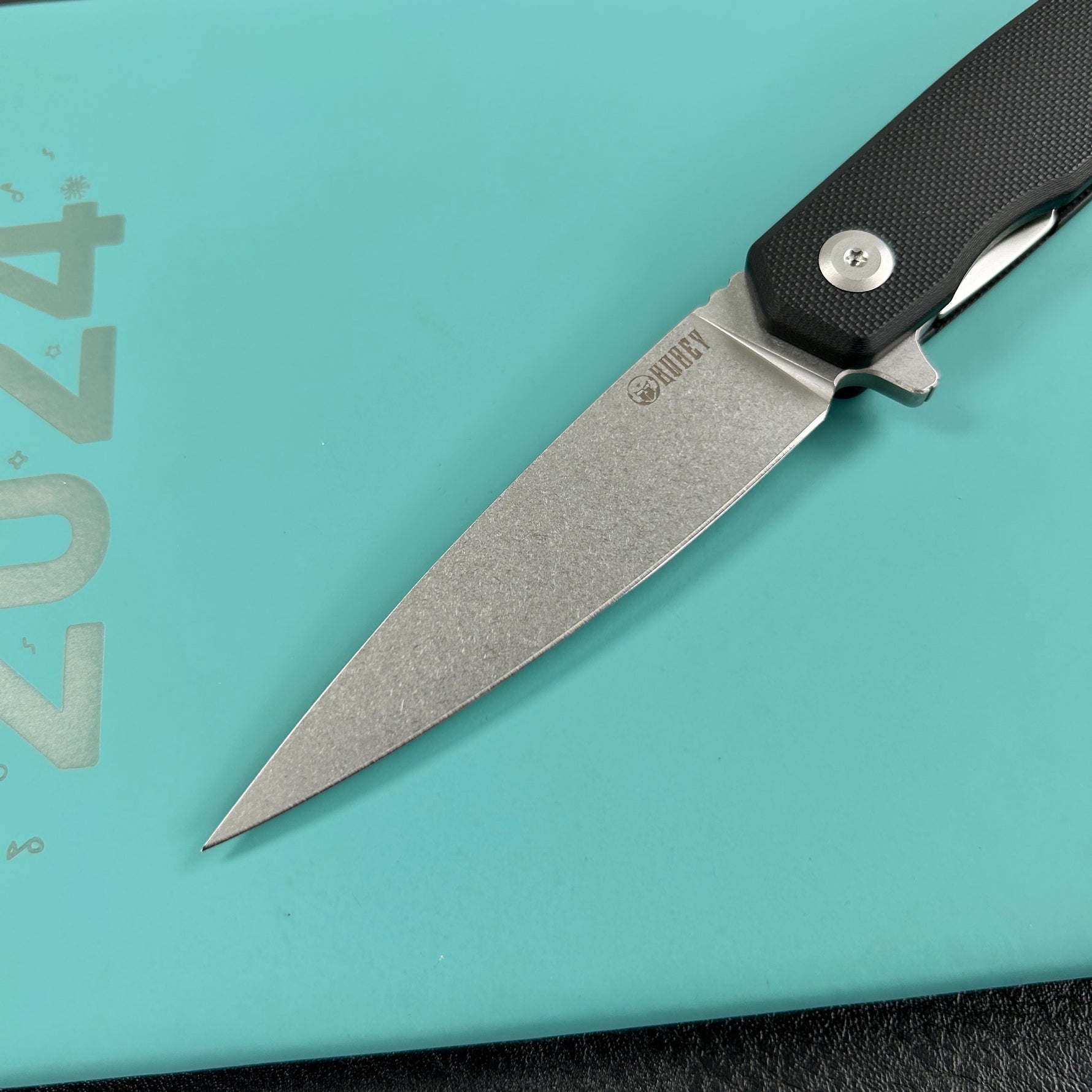 KUBEY knife KU361A MOS Hydra Design Outdoor Flipper Folding Knife Black G-10 Handle 3.27" Stonewash 14C28N Blade