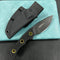 KUBEY KU376C Mikkel Willumsen Design Blade Hunter Drop Point Fixed Blade Knife Black G10 Handle 2.95''Blackwash 14C28N