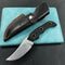 KUBEY KU375A Mikkel Willumsen Design Blade Hunter Clip Point Fixed Blade Knife Black G10 Handle 3.38" Beadblast 14C28N