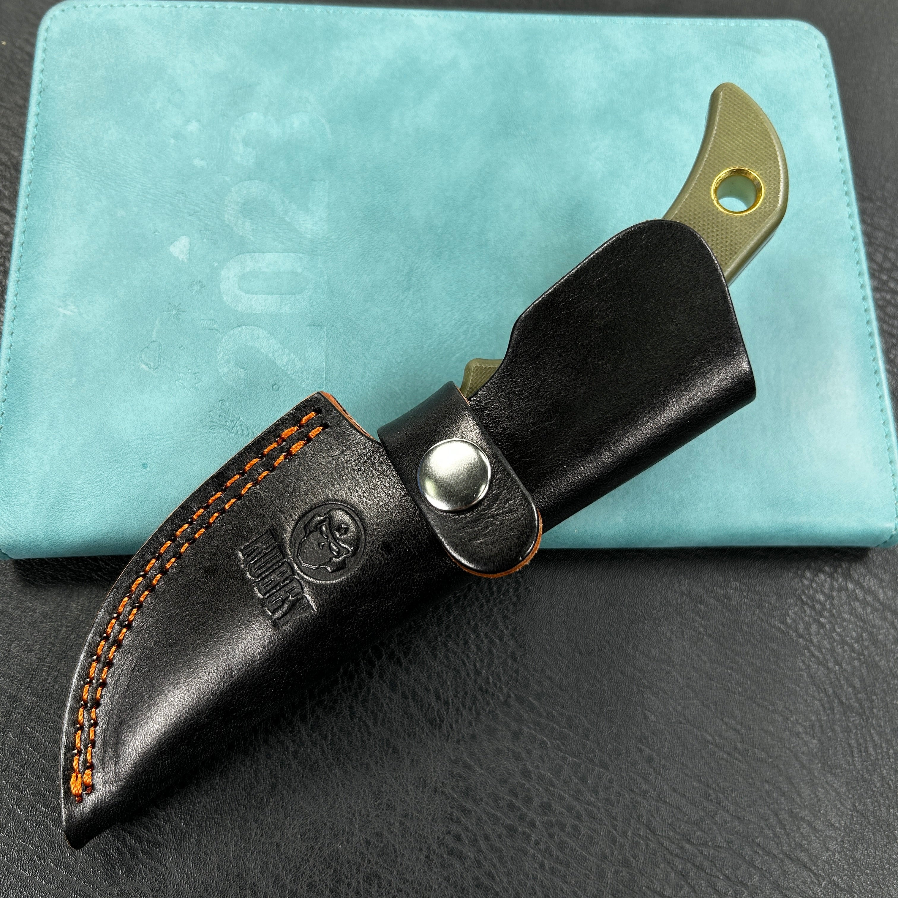 KUBEY KU375C Mikkel Willumsen Design Blade Hunter Clip Point EDC Fixed Blade Knife Green G10 Handle 3.38" Beadblast 14C28N