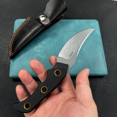 KUBEY KU375A Mikkel Willumsen Design Blade Hunter Clip Point Fixed Blade Knife Black G10 Handle 3.38" Beadblast 14C28N