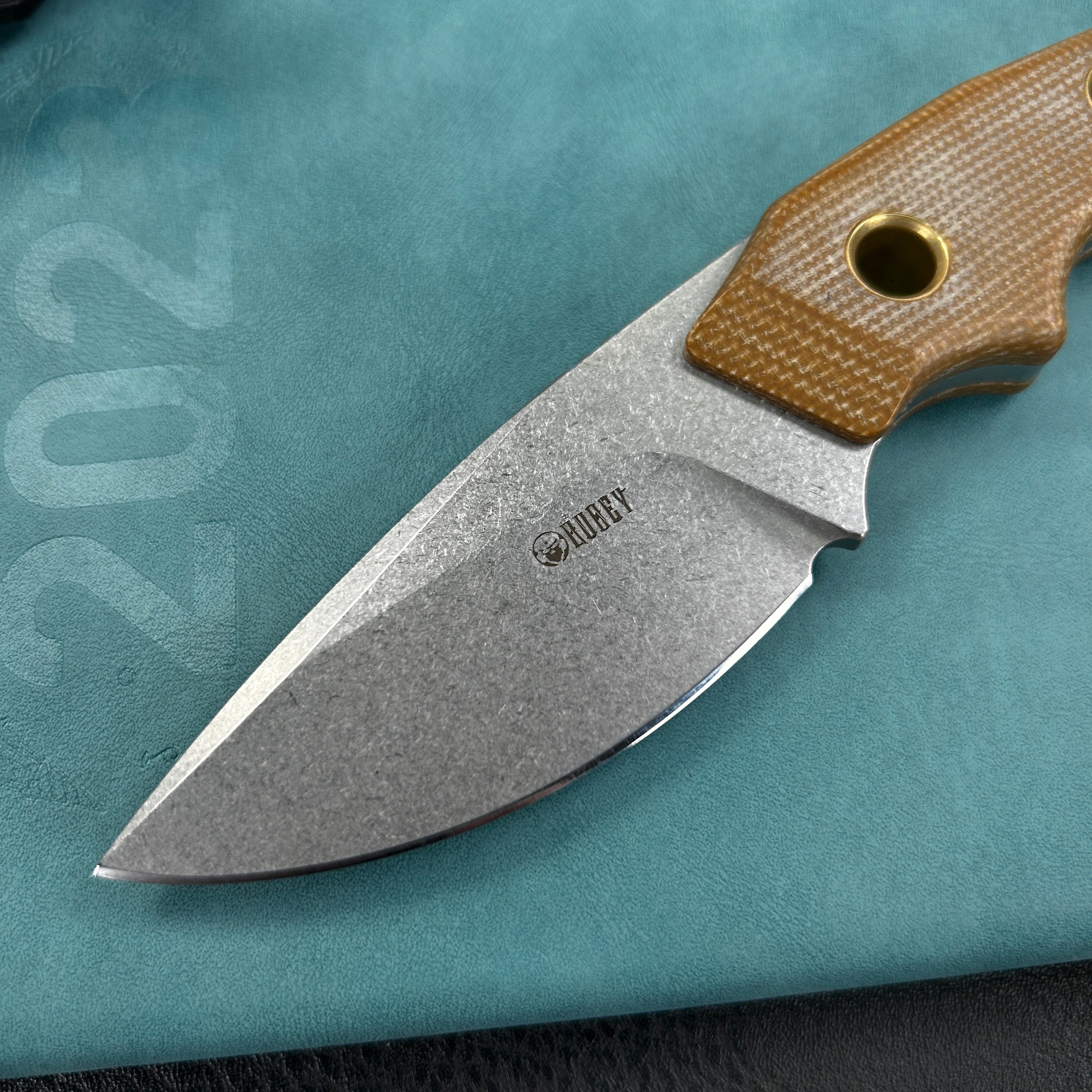 KUBEY  KU376B  Mikkel Willumsen Design Blade Hunter Drop Point Fixed Blade Knife Brown Micarta Handle 2.95''Beadblast 14C28N