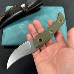 KUBEY KU375C Mikkel Willumsen Design Blade Hunter Clip Point EDC Fixed Blade Knife Green G10 Handle 3.38" Beadblast 14C28N