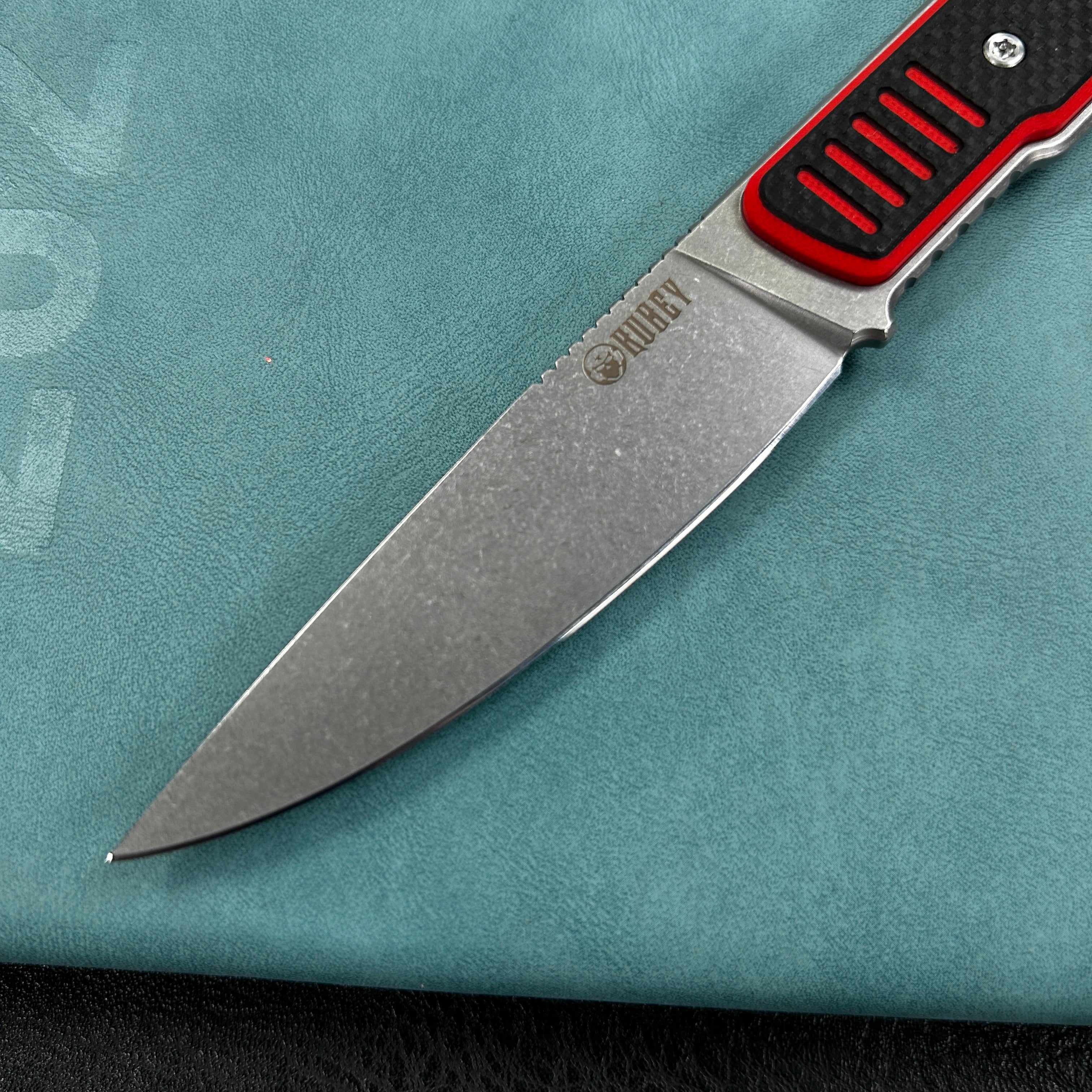 KUBEY KU356D JL Drop Point Fixie Every Day Carry Fixed Blade Knife Red Black G-10 3.11'' Drop Point Beadblast 14C28N