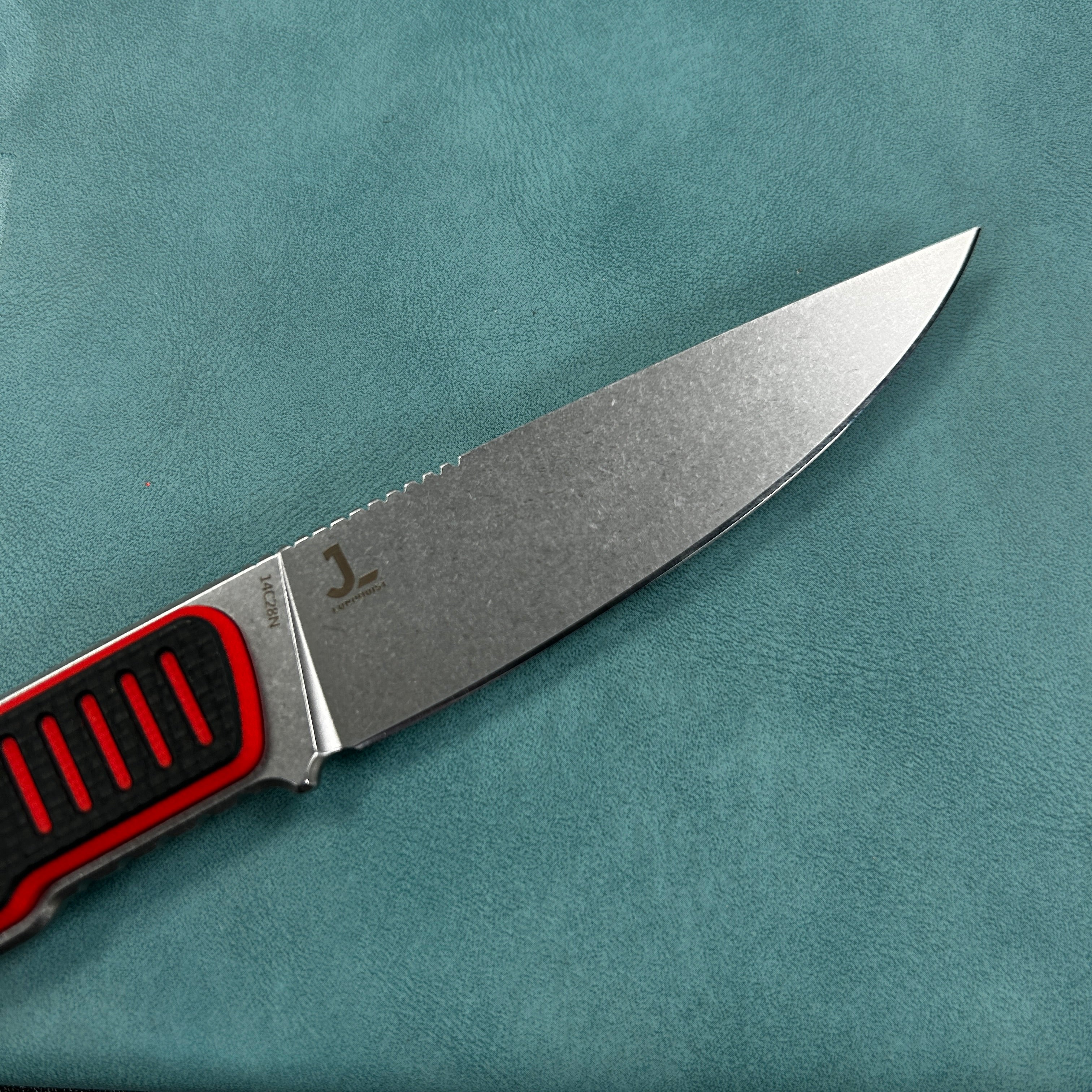 KUBEY KU356D JL Drop Point Fixie Every Day Carry Fixed Blade Knife Red Black G-10 3.11'' Drop Point Beadblast 14C28N