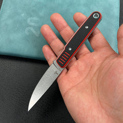 KUBEY KU356D JL Drop Point Fixie Every Day Carry Fixed Blade Knife Red Black G-10 3.11'' Drop Point Beadblast 14C28N