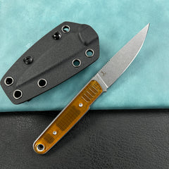 KUBEY KU356C JL Drop Point Fixie Every Day Carry Fixed Blade Knife Ultem 3.11'' Drop Point Beadblast 14C28N