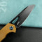 KUBEY  KB291 Vagrant Liner Lock Folding Knife Tan Micarta Handle 3.1" Black Coated Bohler M390