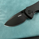 KUBEY KU180 Karaji Liner Lock Dual Thumb Studs Open Folding Pocket Knife Black G10 Handle 2.56" Blackwash 14C28N
