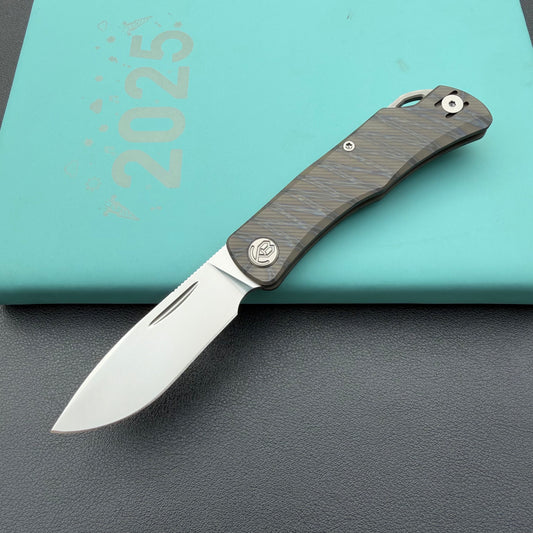 KB KNIVES KB469B El Dorado Slip Joint Pocket Knife Flame Ano Titanium w/ Micro Milling Silver Bead Blast 2.96" M390
