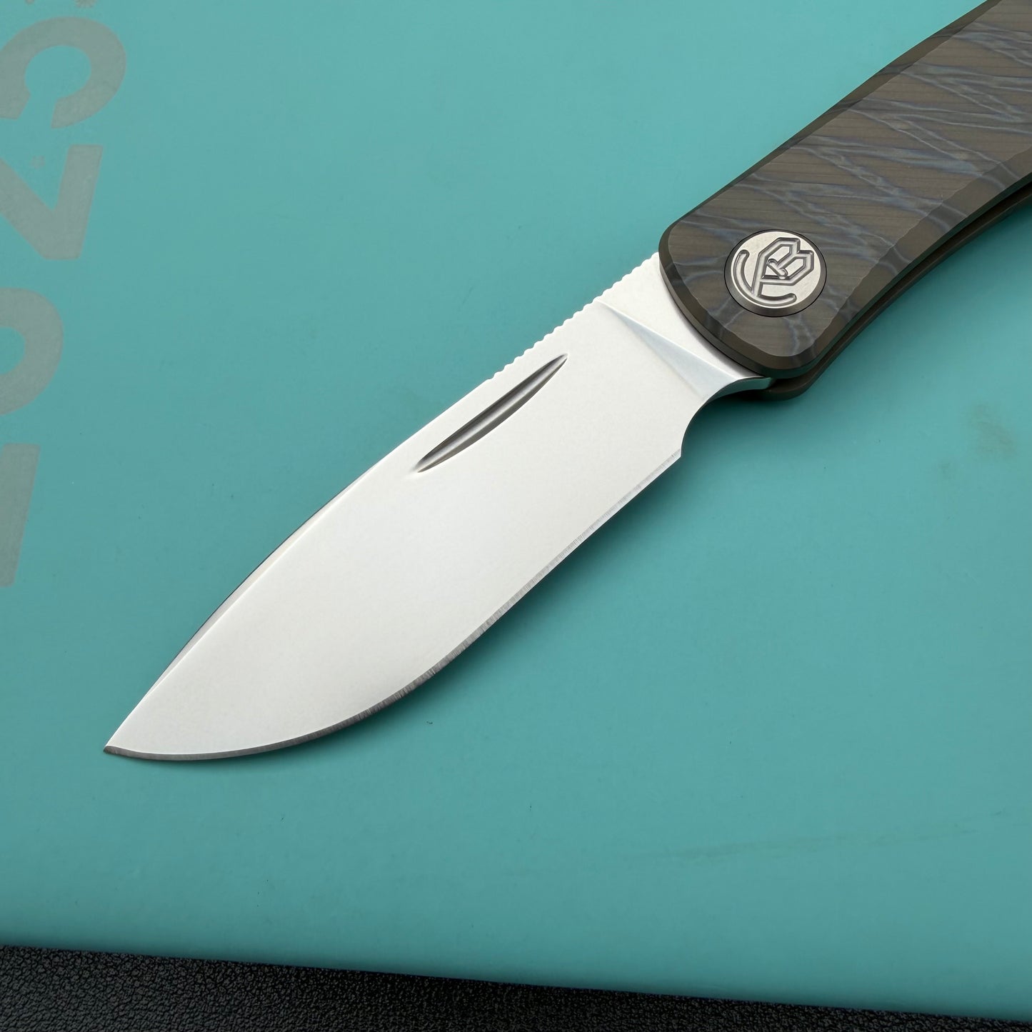 KB KNIVES KB469B El Dorado Slip Joint Pocket Knife Flame Ano Titanium w/ Micro Milling Silver Bead Blast 2.96" M390