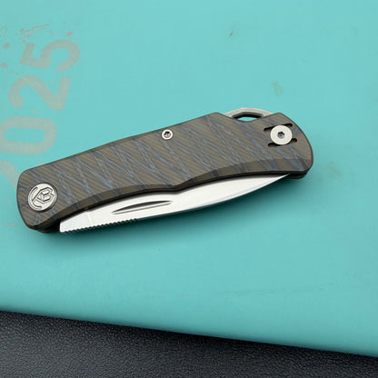 KB KNIVES KB469B El Dorado Slip Joint Pocket Knife Flame Ano Titanium w/ Micro Milling Silver Bead Blast 2.96" M390