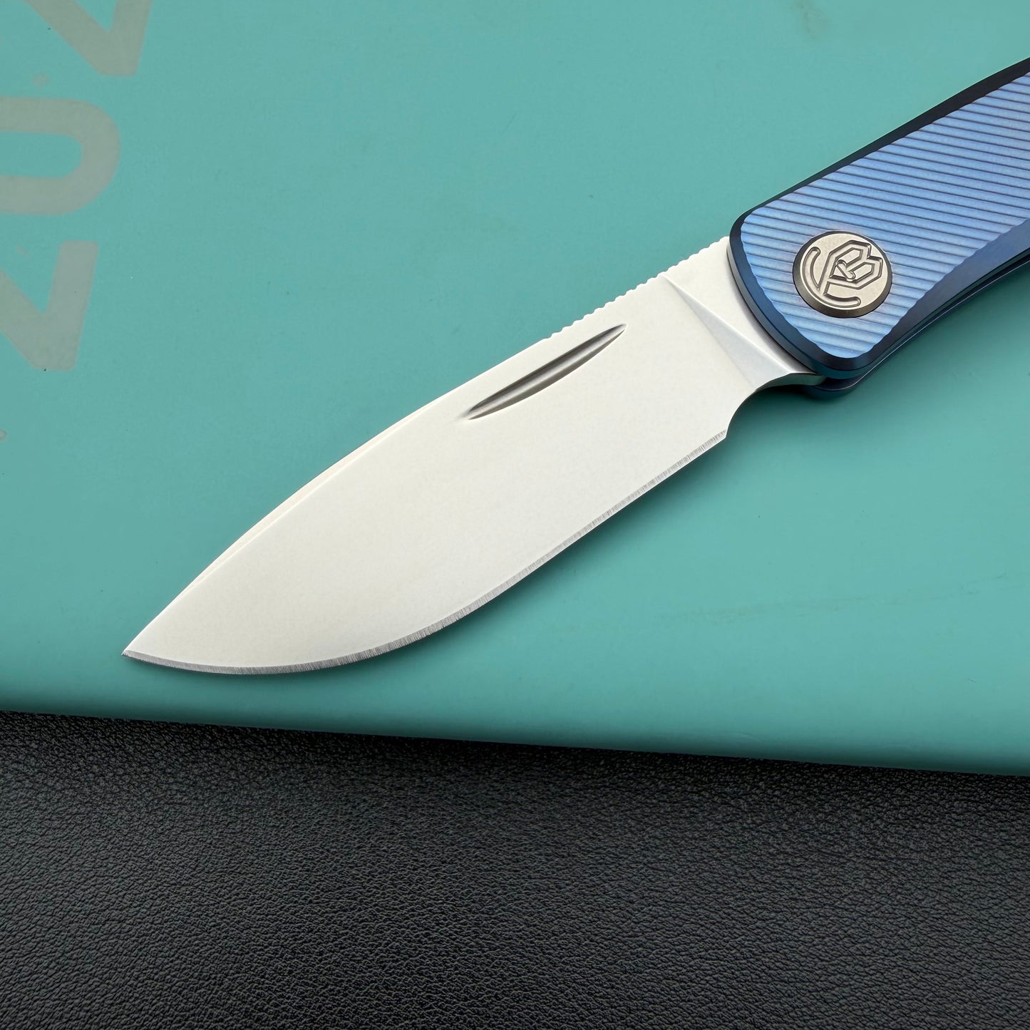 KB KNIVES KB469C El Dorado Slip Joint Pocket Knife Blue Ano Titanium w/ Micro Milling Silver Bead Blasted 2.96" M390