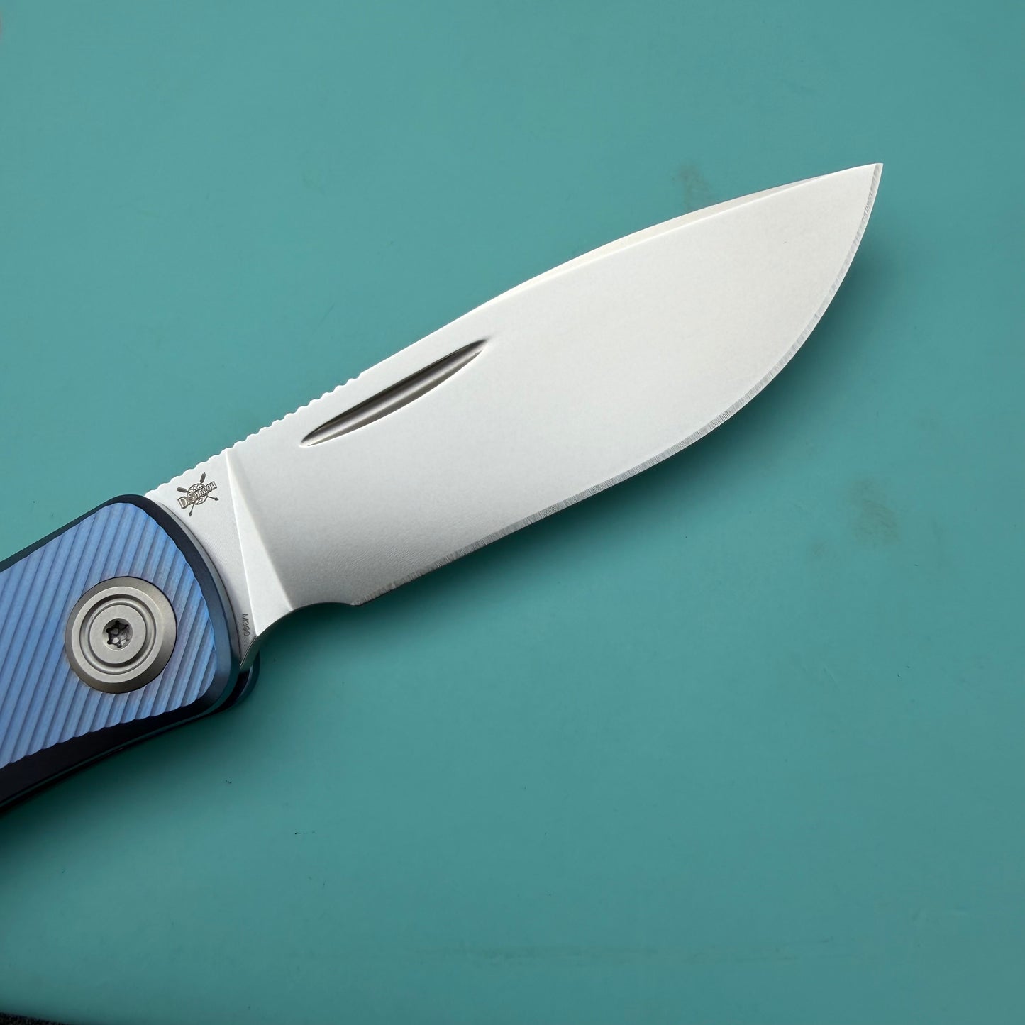 KB KNIVES KB469C El Dorado Slip Joint Pocket Knife Blue Ano Titanium w/ Micro Milling Silver Bead Blasted 2.96" M390