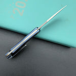 KB KNIVES KB469C El Dorado Slip Joint Pocket Knife Blue Ano Titanium w/ Micro Milling Silver Bead Blasted 2.96" M390