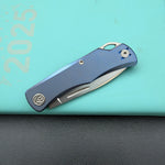 KB KNIVES KB469C El Dorado Slip Joint Pocket Knife Blue Ano Titanium w/ Micro Milling Silver Bead Blasted 2.96" M390